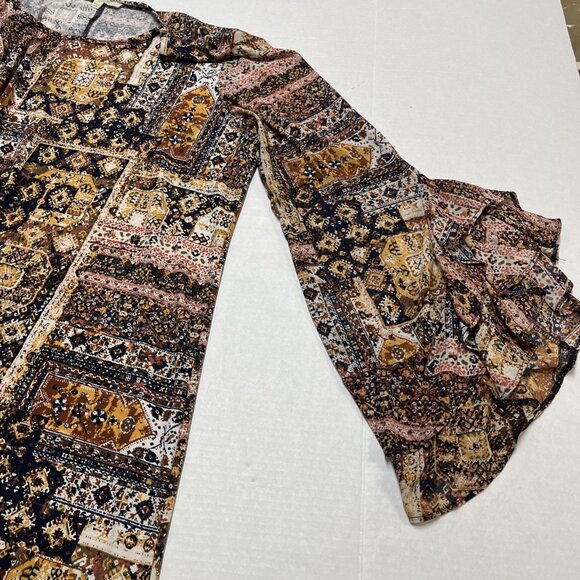 Haani Dress Womens 3X Floral Patchwork Shift Jersey Knit Flutter Sleeve Boho - Picture 5 of 7